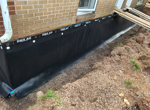 Exterior foundation waterproofing installation